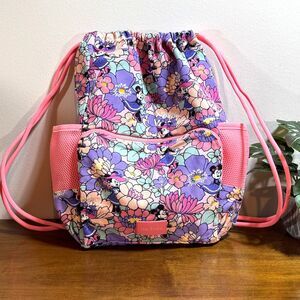 Vera Bradley Minnie Mouse Garden Party Drawstring Backpack Pink Purple NWOT